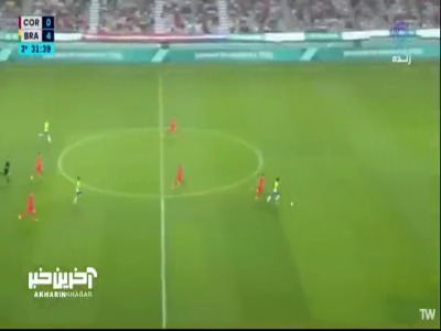 گل پنجم برزیل به کره جنوبی توسط وینیسیوس