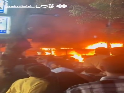 فیلم/ حریق یک دستگاه اتوبوس واحد در تربتجام