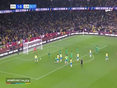 گل دوم برزیل به سنگال توسط کاسمیرو