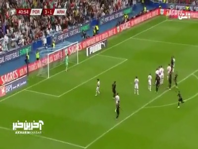 ضربه ایستگاهی محشر؛ گل چهارم پرتغال توسط ژائو نوس در دقیقه ۴۱__پرتغال ۴ - ارمنستان ۱