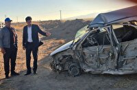 تصادف خودروی پراید با تریلی در محور روستای اسدآباد، بخش رخ به فریمان