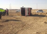 واژگونی مینی‌بوس معدن با ۱۱ مصدوم در جاده دهان‌قلعه بردسکن