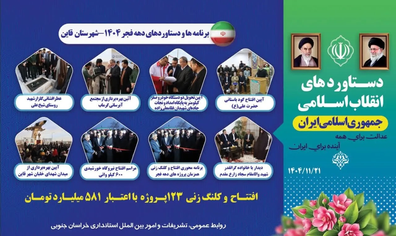 📑برنامه‌ها و دستاوردهای سفر استاندار خراسان جنوبی به شهرستان قاینات