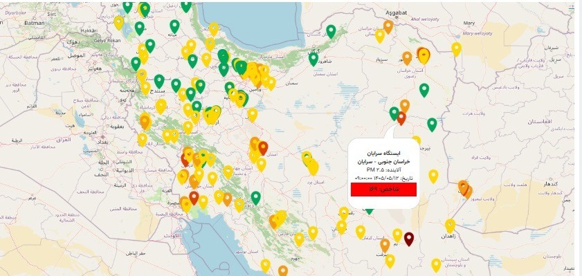 کیفیت هوای سرایان خراسان جنوبی در وضعیت ناسالم | ۱۲ مرداد ۱۴۰۵