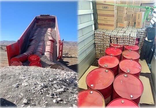جاساز ۱۲ هزار لیتر سوخت قاچاق زیر بار موادغذایی و شن در خراسان جنوبی