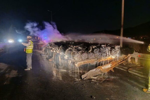 تصاویری از حادثه اتوبوس در محور آرین شهر- بیرجند